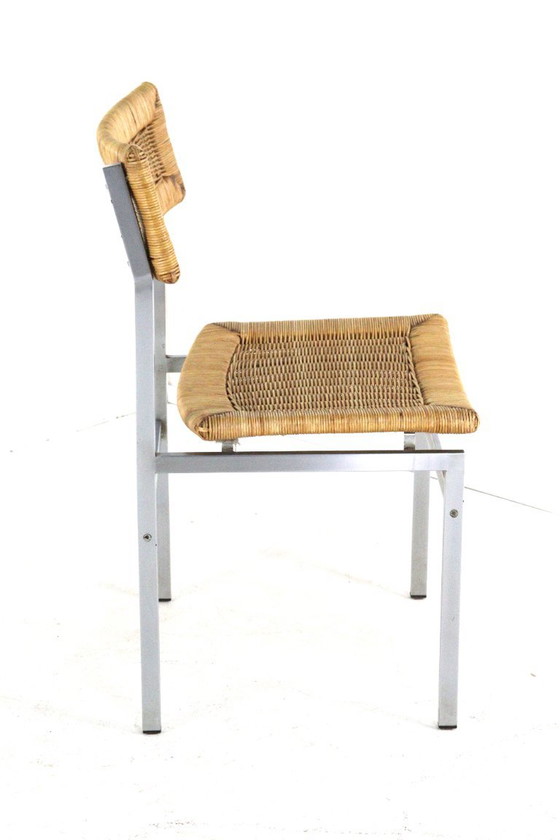 Set van 4 stoelen eetkamerstoelen metaal riet vintage – Chrome (photo 8 of 16)
