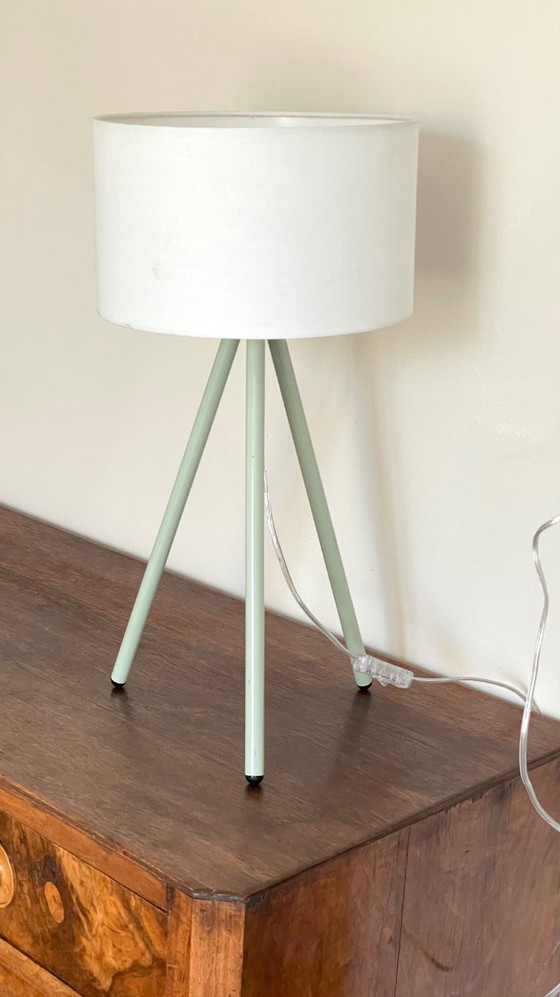 Image 1 of Green Metal Tripod Lamp, 1990s