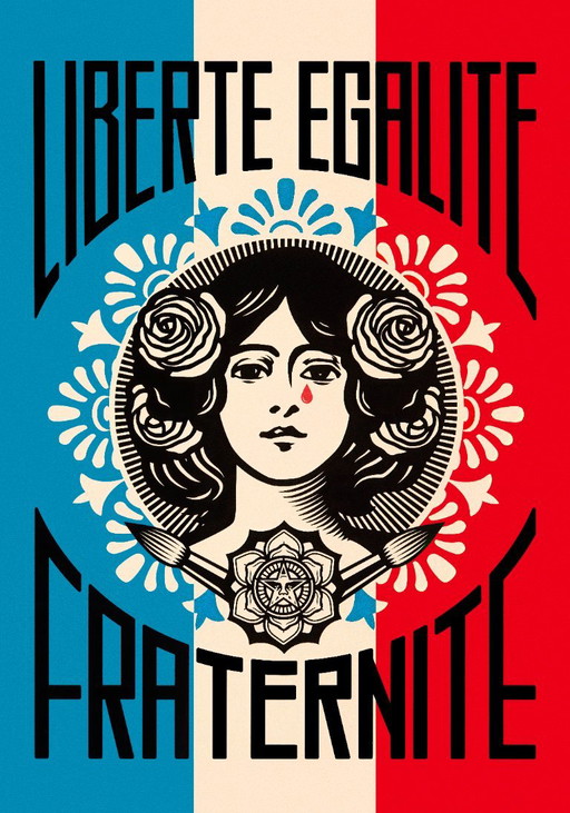 Freiheit, Gleichheit, Brüderlichkeit – Ikonisches Poster von Shepard Fairey, 70 x 100 cm – Paper