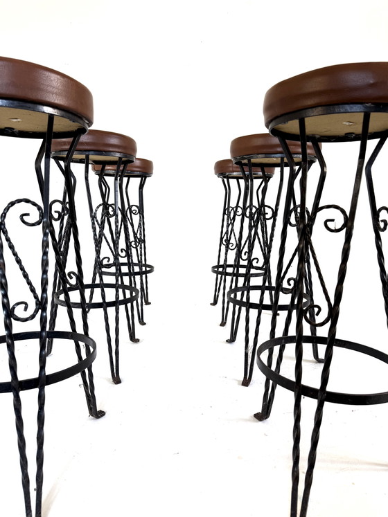 Image 1 of 6 tabourets de bar vintage en fonte des années 60