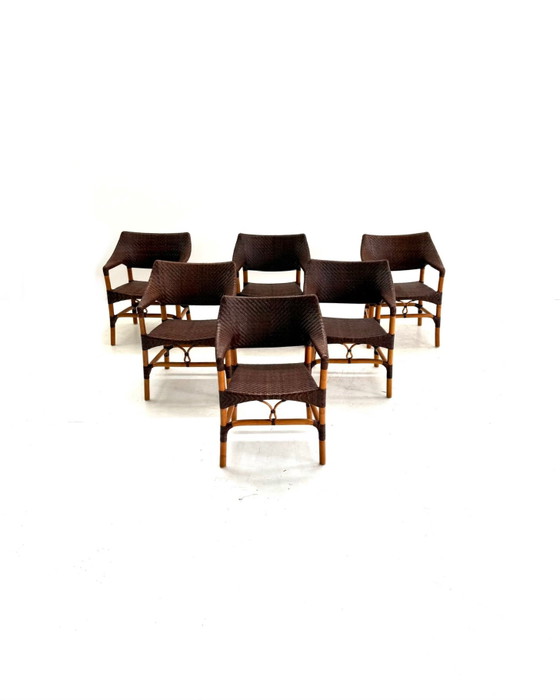 6x sedie da pranzo in rattan, Yuzuru Yamakawa anni '90 – Legno, Vimini (photo 11 of 12)