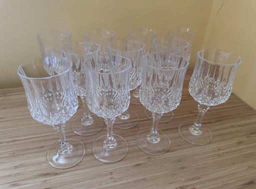 11 „Longchamp“ Vintage Cristal d'Arques Gläser (16 cl)