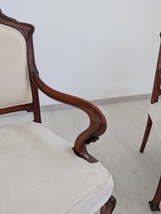 Image 1 of Art Nouveau - Sessel (2) - Holz, Stoff