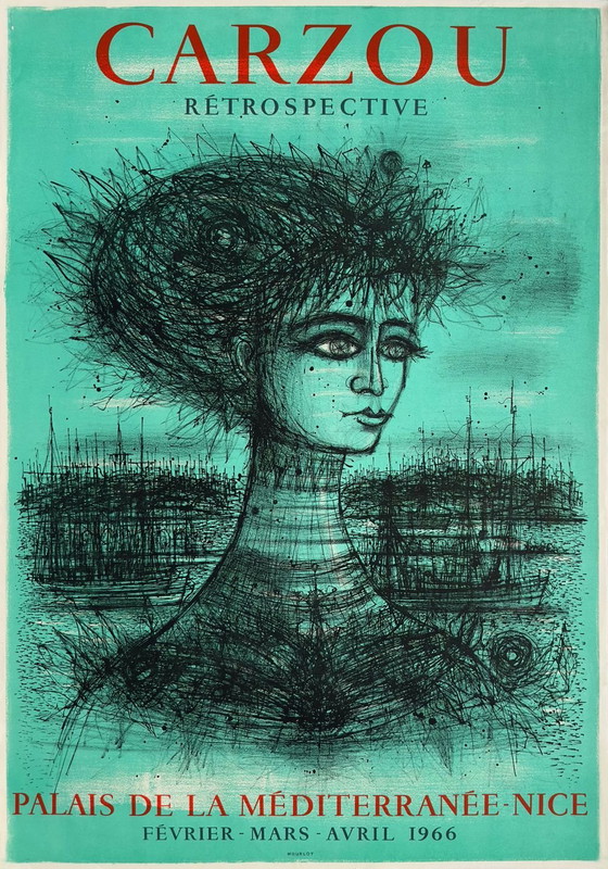 Image 1 of Jean CARZOU Expo 66 - Palais de la Méditerranée original poster 1966