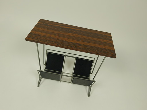 Vintage Side Table with Magazine Holder, 1960s