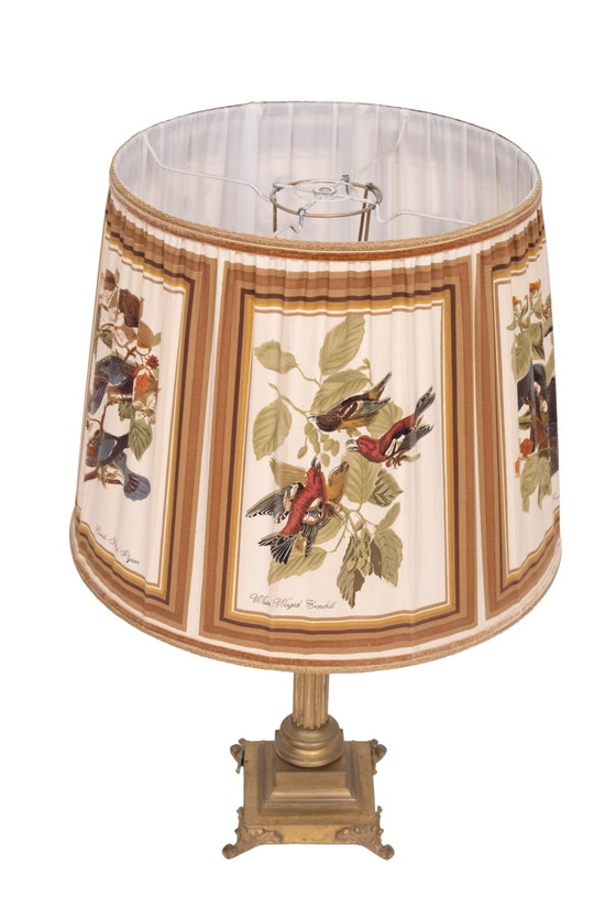 Stunning Tall chunky Bronze Corinthian Column Table Lamp with Bird Shade 1940s (photo 16 of 40)