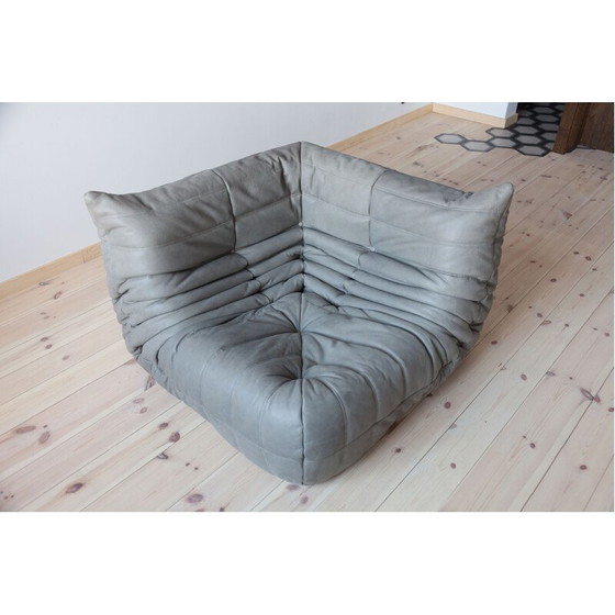 Image 1 of Ensemble de salon vintage Togo en cuir gris par Michel Ducaroy pour Ligne Roset, France 1970