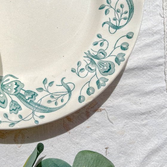 Set of 6 Antique Ironstone Dinner Plates "Figuig" – Longchamp, 19th Century – Crockery (photo 10 of 11)