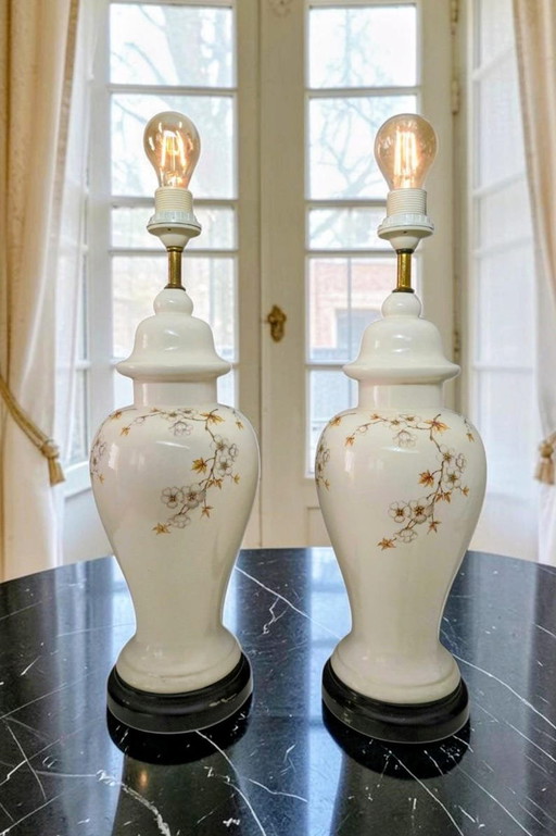 Set luxuriöser japanischer Chinoiserie Tischlampen