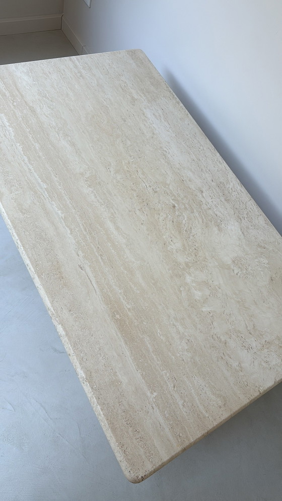 Image 1 of Vintage Italian travertine table