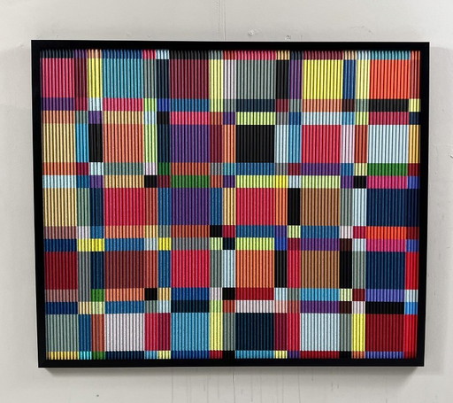 Lena László for Studio Exactly, lenticular/3d relief on aluminum plate with lamination, '210 geometric forms', limited edition