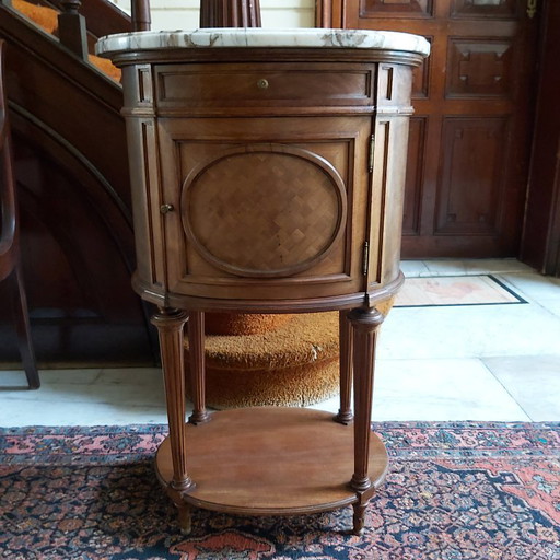 Antieke Franse marqueterie-bijzetkast of nachtkastje Frankrijk