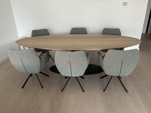 Piano del tavolo ovale, rovere massello, spazzolato, 280x120