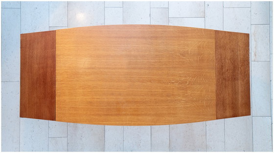 Image 1 of Tavolo curvo con prolunghe, rovere chiaro, anni '60