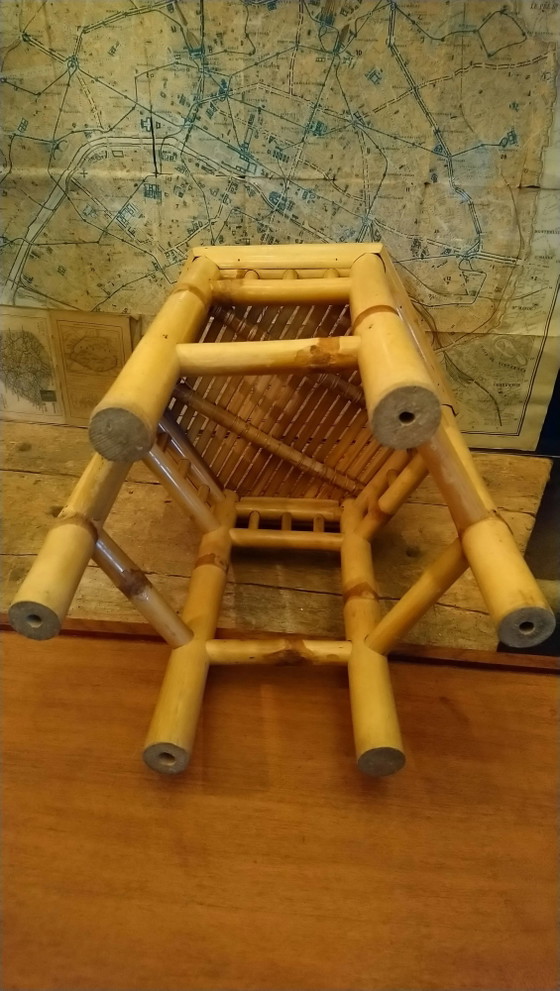 Beistelltisch, Hocker, Bambus-Pflanzenständer – Beistelltische, Bamboo, Vintage (photo 6 of 13)