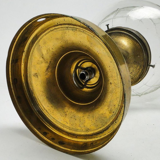 Vintage hanglamp van messing, jaren 1930 – Hanglampen, Glass, Brass (photo 6 of 11)