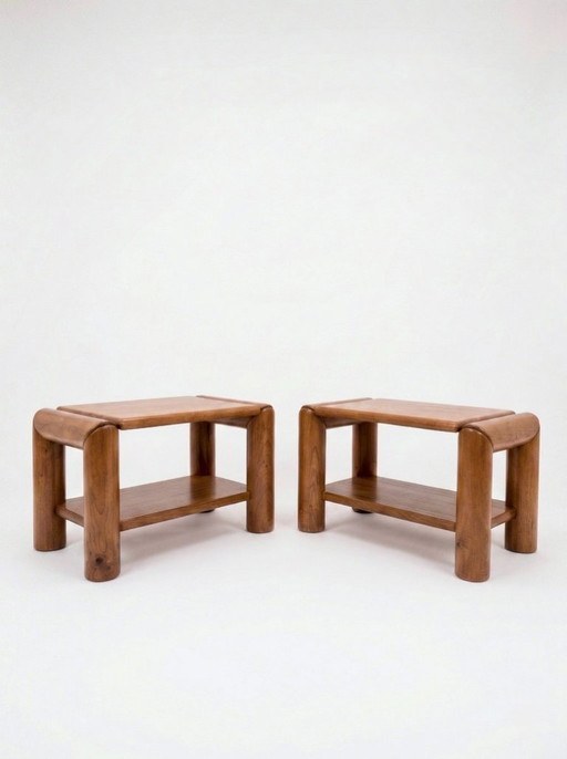 Coppia di comodini Atelier Chauvin in olmo massello - 1970 – salontafels, Wood (photo 2 of 5)