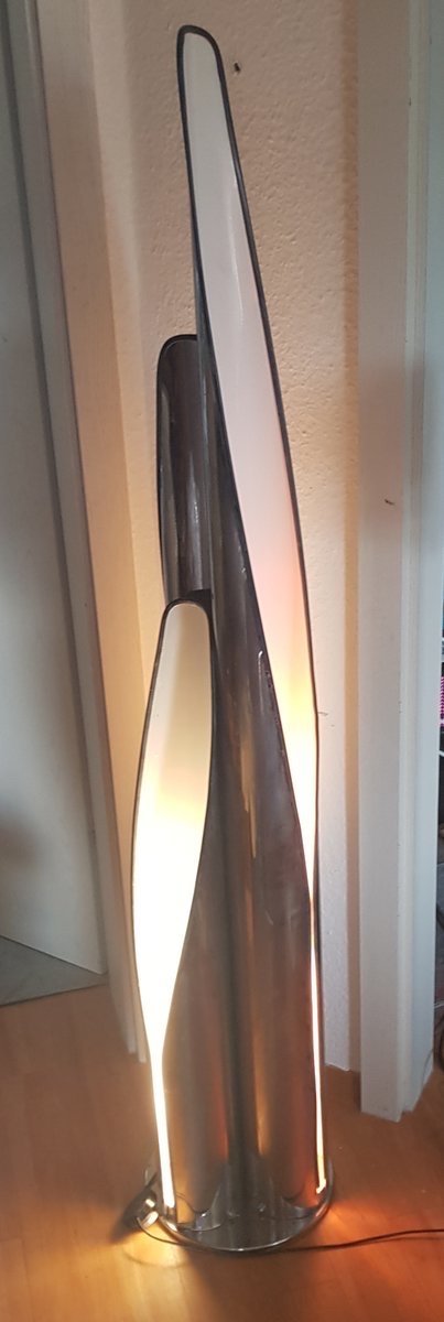 Image 1 of Lámpara de pie italiana de metal escultural con tres columnas de luz