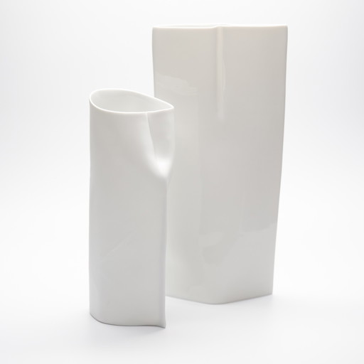 Kunstvaas Duo Rosenthal Studio Linie Ontwerp Johan van Loon 1982 Fijn Porselein