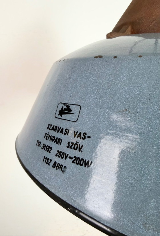 Image 1 of Industrial Grey Enamel and Cast Iron Pendant Light, 1960s