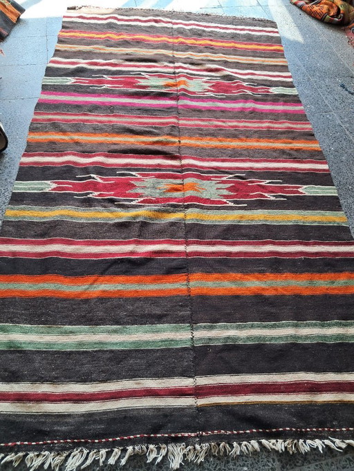 Kilim turco tessuto a mano 258x143 cm
