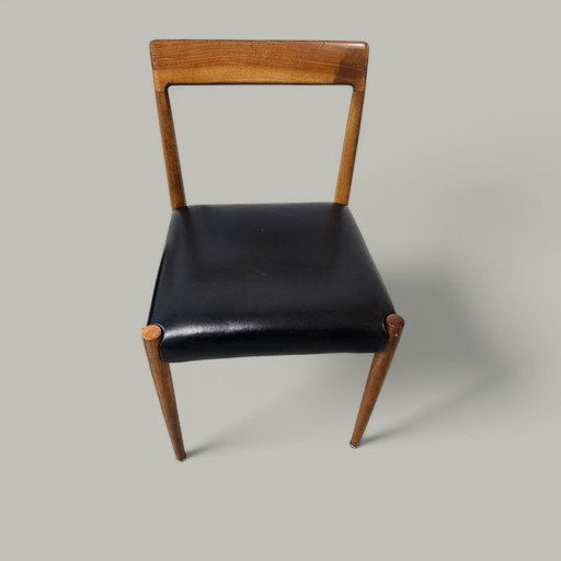 Designer Hans Lübke leather teak dining chair 1960s