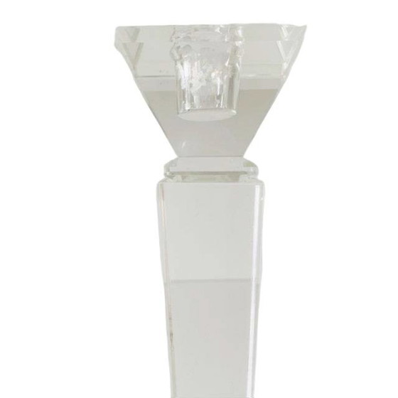 Image 1 of Vintage mid-century sleek candlestick crystal glass 1960s