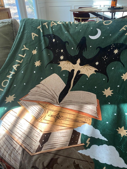 Emotionally Attached to Fictional Dragons Bookish Blanket, Fantasy Romance Reader Gift