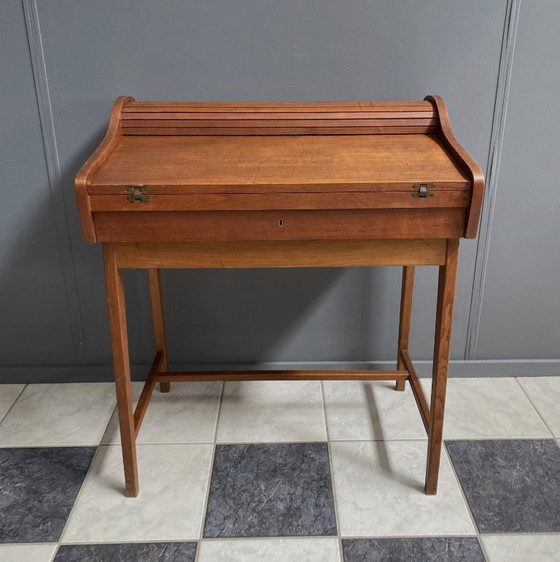 Image 1 of Bureau en teck à plateau enroulable, Danemark des années 1960