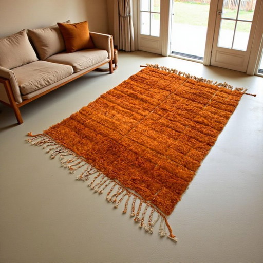 Handmade orange rug 100cm×200cm