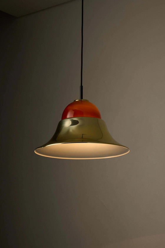 Lampada a Sospensione in Ottone e Vetro Ambra Modello 7563 di Cosack, Cosack Leuchten, Plafoniere, Dorato (foto 6 di 7)