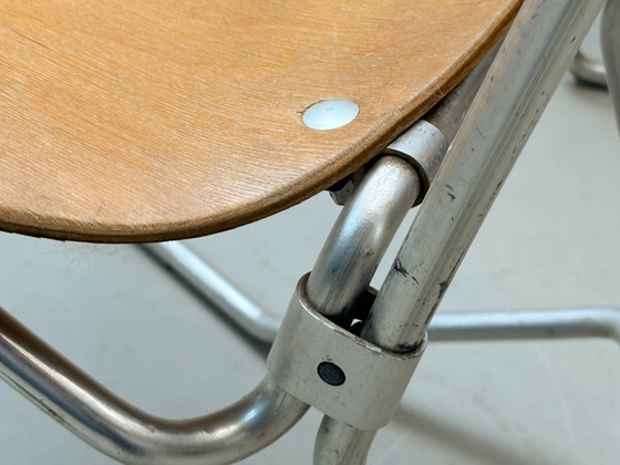 Image 1 of Set van 3 Armin Wirth klapstoelen van gevormd multiplex, Zwitserland, jaren 1950/60.
