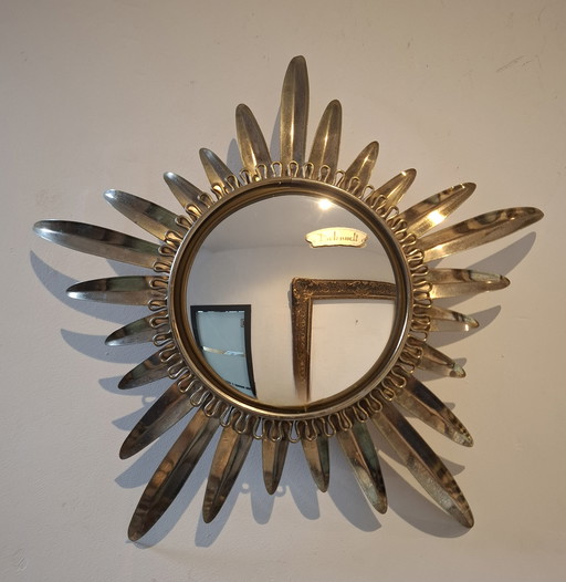 Sun mirror 35cm Deknudt convex glass 14cm 1970. Rare size