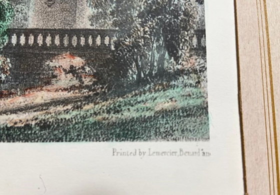 Image 1 of Antique Lithograph 1851 Château de Chenonceaux Sketch of Lady Chatterton