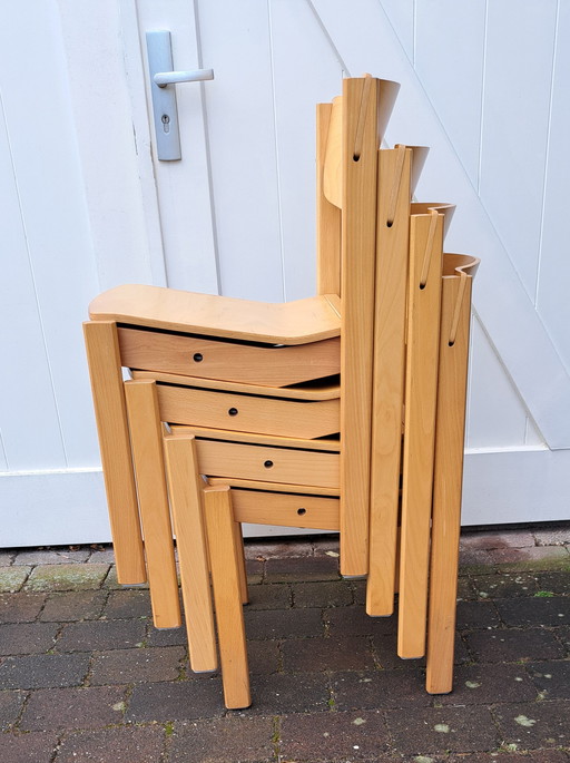4x sillas de diseño danés, apilables.