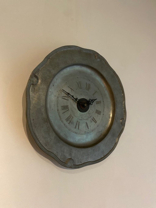 Horloge murale décorative en étain – style antique, à mouvement à quartz