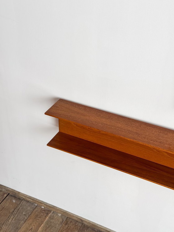 Image 1 of Wandplank van teakhout, 200 cm, van Walter Wirz voor Wilhelm Renz