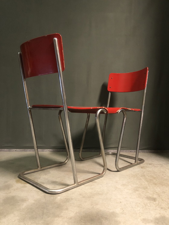 Image 1 of Set Of 2 Rare Dutch Tubular Chairs 1930'S