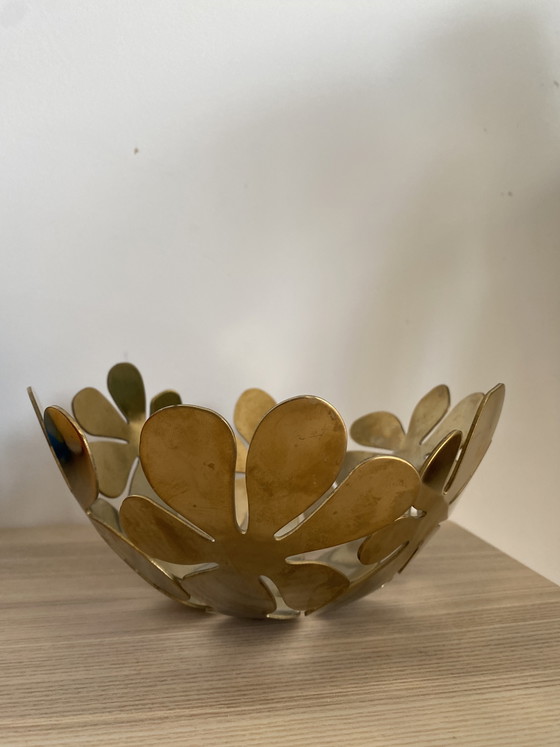 Image 1 of Vintage Ikea "Stockholm" 20 CM goudkleurige metalen fruitschaal in goede staat