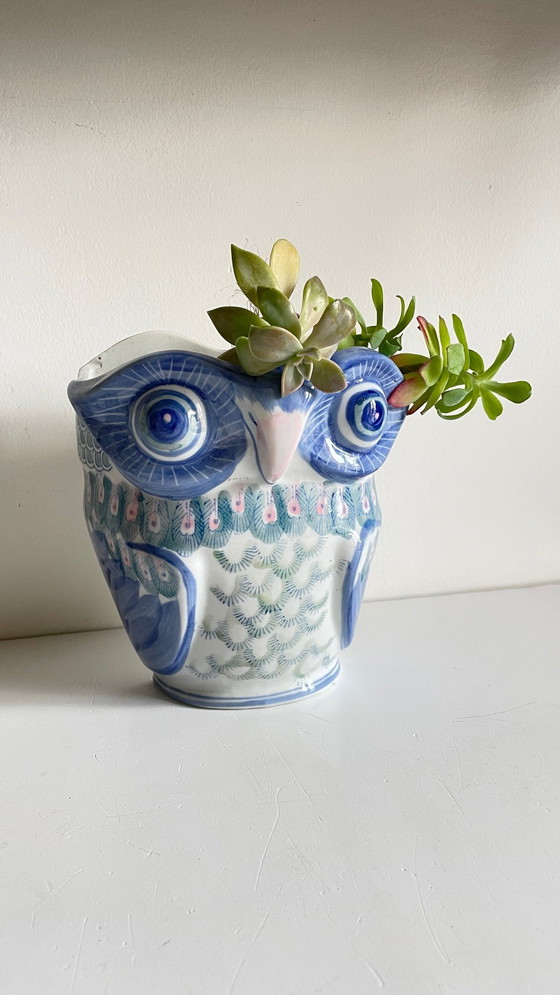 Image 1 of Vintage Chinese Porcelain Owl Planter