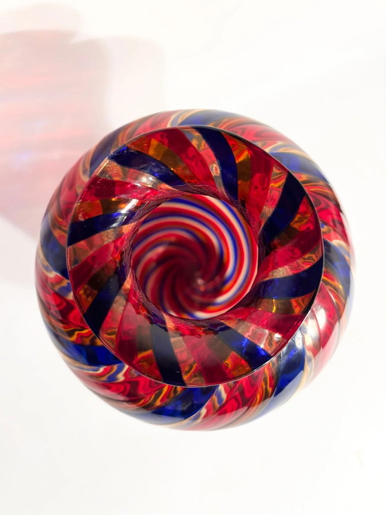 1970s Multicolored Cane Murano Glass Vase (photo 7 of 13)