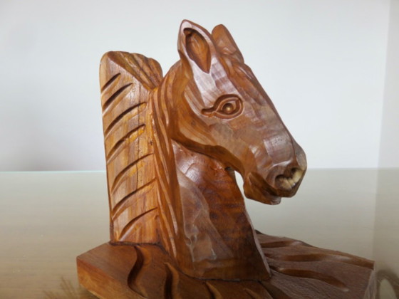 Een paar boekensteunen van beukenhout, met guts bewerkt, jaren 1930-1940. – Decoratieve objecten, Wood (photo 13 of 13)