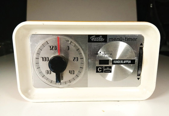Image 1 of (W014) Timer da menu vintage Fissler arancione/giallo degli anni '70, prodotto in Francia