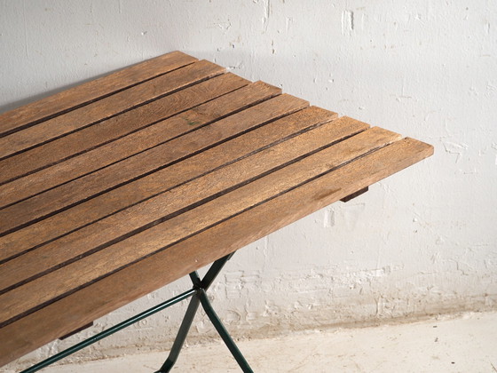 Vintage Folding Garden Table in Wood and Iron, Central Europe, circa 1950, Green, Rustic (photo 2 of 10)