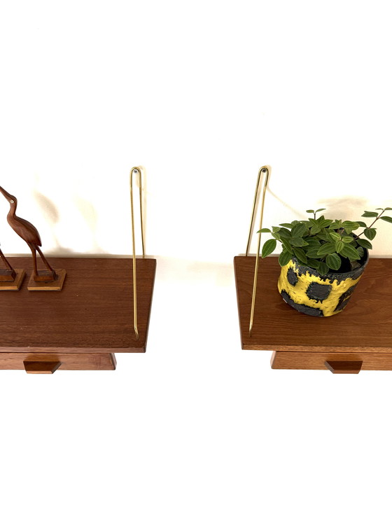 Image 1 of Set of 2 vintage Danish floating bedside tables '60s