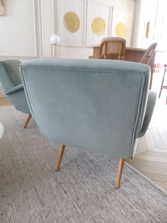 Image 1 of Paire de fauteuil en velours design BRANCO Sobre BRANCO style Mid-century / Années 50