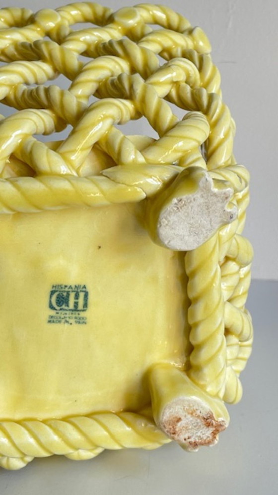 Image 1 of Vintage Woven Earthenware Plant Pot