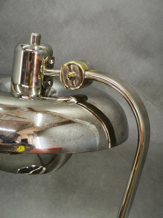 Zeldzame Jaren 30 Bauhaus Chroom Verstelbare Bureaulamp, Tsjechoslowakije – Tafellampen, Metaal (photo 8 of 12)