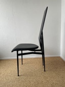 2 vintage zwarte leren Fasem S44 eetkamerstoelen