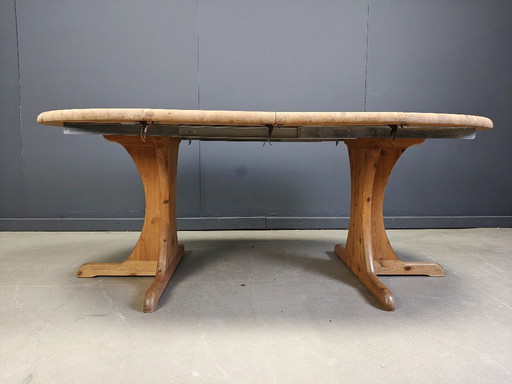 Rainer Daumiller style XL extendable pine wood  Dining Table, 1970s